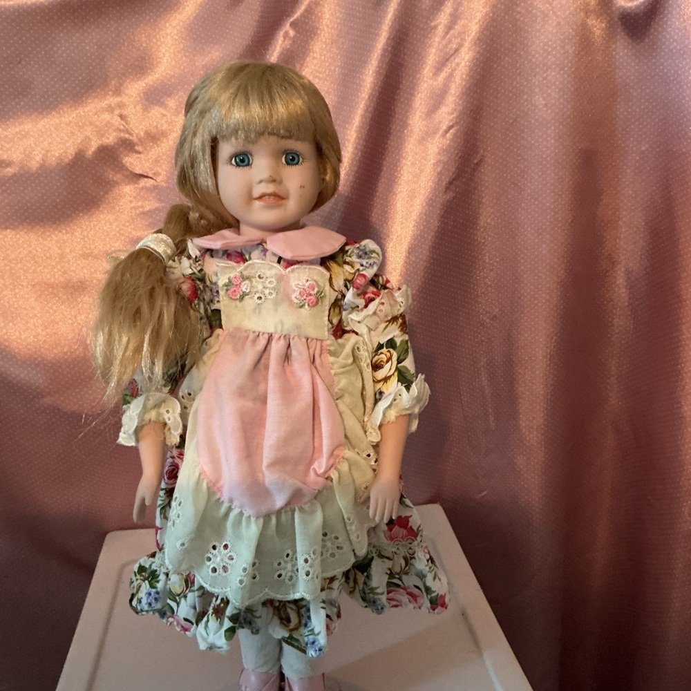 Floral Dress Doll with Blonde Hair